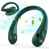 Faltbarer Blattloser Halsventilator, 3 Geschwindigkeiten Tragbarer freihändiger Ventilator für drinnen und draußen (Grün)