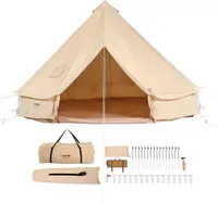 VEVOR Glockenzelt 7 x 3,5 m Jurten Zelt TC-Baumwolle und robusten Eisenstangen mit einer PVC-Bodenplane Campingzelt 12 Personen Familienzelt 12 Fenster Gruppenzelt für Outdoor-Abenteuer