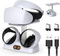 Vertikaler Ständer mit Controller Ladestation für für PS5 VR2 Brille, USB Magnet Ladedock mit LED-Anzeige, Desktop VR Display-Ständer VR Spielzubehör für PS5 VR2 Brille & Touch Controller, VR Zubehör
