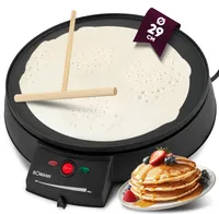 Bomann Crepes Maker für Crepes mit Ø 29cm, inkl. Teigverteiler und antihaftbeschichter Oberfläche, Stufenlos regelbarer Thermostat u. Backampel - Pfannkuchen Maker mit 900W - CM 2221 CB