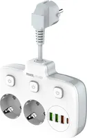 Mehrfachsteckdose 2 Steckdosen + 3 USB + 1 Typ-C-Anschluss Mehrfachsteckdose Schalter Verteilersteckdose
