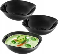 KADAX Salatschüsseln "Moulade", Salatschale-Set aus Glass, Schwarz, 3 Stück