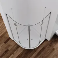 IMPTS Duschkabine 80x80cm Viertelkreis Duschabtrennung Rund Runddusche Duschtür Scharniertür aus 6mm ESG Glas,Höhe 185cm Radius 55cm, Ohne Duschwanne
