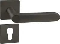 DOMINO Türgriff Drückergarnitur PZ - Profilzylinder Set | quadratische Rosette | Türklinke für Zimmertür, Bürotür, Kellertür & Innentür| Türbeschläge aus Aluminium| Schwarz Türdrückergarnitur | DENVER-QR SLIM BLACK