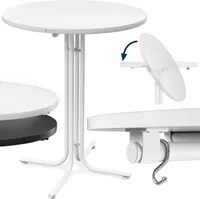Casaria® Stehtisch Klappbar Outdoor Gastro Bistrotisch 2x Haken Ø 80 cm Rund Witterungsbeständig Weiß Bartisch pulverbeschichtet Metall MDF