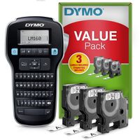 Dymo LabelManager 160 Label Printer Starter Kit | Przenośna drukarka etykiet | Z 3 rolkami taśmy Dymo D1 | Klawiatura QWERTY | Idealna do użytku w domu lub w biurze