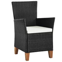 vidaXL Gartenstühle mit Polstern 2 Stk. Poly Rattan Schwarz