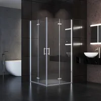 SONNI 90x100x195cm Eckdusche Duschkabine,Eckeinstieg Pendeltür Falttür Nano Glas Drehfalttür