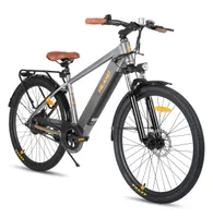 Hiland 26 Zoll 250W Elektro-Mountainbike, 36V 7.8Ah Akku, Elektrofahrrad für Männer Frauen mit Lampe, Gepäckträger, Stoßdämpfende Vorderradgabel, Grau