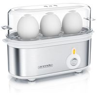 Arendo Eierkocher 3-fach, 210 W, Edelstahl Eierkocher für 1-3 Eier, silber/weiß