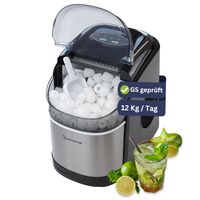 Sommertal Eiswürfelmaschine EM12C - Ice Maker mit schneller Eisherstellung ab 6 Minuten, 12kg pro Tag, 2 Würfelgrößen, mit Schaufel & Entnahmekorb - Eiswürfelbereiter, Eiswürfelmaschine klein