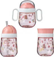 Mepal | Mio Set 3er | Antitropf-Henkelbecher 200 ml | 360° Trinklernbecher 300 ml | Strohhalmbecher 300 ml | ideal ab 6 Monaten | auslaufsicher | Flowers & Butterflies