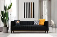 Hanah Home, Bellino- ARE1344, Schwarz, Schlafsofas, Rahmen: Buchenholz / Spanplatte