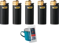 BIC Feuerzeug: Reibrad Mini Schwarz-Gold J25 - 5er Set
