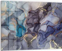 DEQORI Küchenrückwand Glas 80x60 cm 'Stilvoller Tinteneffekt' Spritzschutz Bad Rückwand