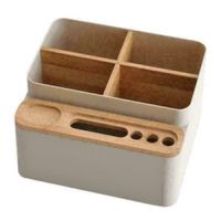 Holz DIY Schreibtisch Organizer Stift Halter Aufbewahrung Kasten Behälter Box DE 