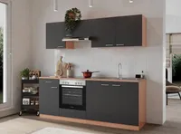 Küche Küchenzeile Küchenblock Einbauküche Buche Grau Gerda 210 cm Respekta