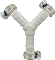 tecuro Schlauchverbinder Y Stück allseitig Ø 7 mm, mit Edelstahlschlauchschellen - Nylon weiß