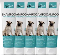 OptiPet 5x250ml Anti-Parasiten-Shampoo für Hunde bekämpft Flöhe, Zecken, Milben, pflegt das Hundefell