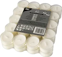 40 čajových svíček Ø 38 mm - 19 mm bílé v polykarbonátovém pouzdře