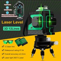 Profi 3D Laser Level 12 Lines Grünes Rotary Automatische Kreuzlinienlaser Lasermessgeräte 360º Rotationslaser 12 Linien Linienlaser Level