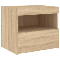 vidaXL Nachttisch mit LED-Leuchten Sonoma-Eiche 50x40x45 cm