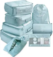 8 teilig Koffer Organizer Set Gepäck Koffer Aufbewahrung Beutel Verpackung Travel Cubes Outdoor(Blau)