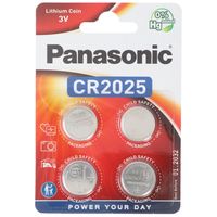 Panasonic Batterie Lithium, Knopfzelle, CR2025, 3V Electronics, Lithium Power, Retail Blister (4-Pack)