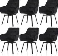 CLIPOP 6er Set Drehbar Esszimmerstühle, mit Samt gepolstert Sitz, für Küche, Schwarz