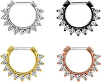 Karisma Titan G23 Septum Clicker Segment Ring Nasenring Nasenpiercing Zirkonia- 1,2x8mm tsc-h009 - Gold
