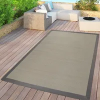TT Home Flachgewebter In- & Outdoor Teppich Einfarbig Uni Natürlicher Look Creme Modern Größe 120x170 cm