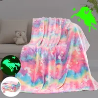 152 x 127 cm Kuscheldecke Glow in the Dark Waschbar Flanell Decke Sofadecke Einhornmuster
