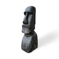 Socha hlavy moai - Zahradní dekorace - Velikonoční ostrov - postava z lávového písku šedé barvy