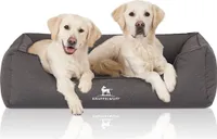 Knuffelwuff Orthopädisches Wasserabweisendes Hundebett Leon aus Velours mit Handwebcharakter XXL 120 x 85cm Anthrazit