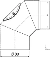 Bogenknie 90° für Pelletofen Senotherm 0,8mm schwarz Ø80mm mit Tür