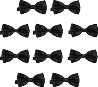 10er Set DonDon Herren Fliege 12 x 6 cm gebunden und längenverstellbar schwarz