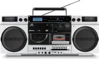 MEDION P66538 Kassettenrecorder (Retro Ghettoblaster mit CD-Player, 80er, groß, USB, SD, CD, Kassetten MC, DAB+ Radio Teleskopantenne, Bluetooth, Kassettendeck, Aufnahmefunktion, Batteriebetrieben)