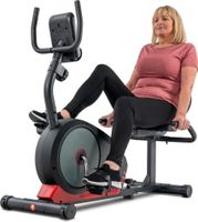 Hop-Sport Root Liege-Ergometer - Liegeheimtrainer mit Handpulssensoren, 9,5 kg Schwungmasse, 8 Widerstandsstufen - Sitzergometer max. Benutzergewicht 120 kg rot