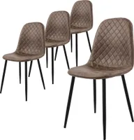 ML-Design sada 4 jedálenských stoličiek s operadlom, hnedá farba, z imitácie kože