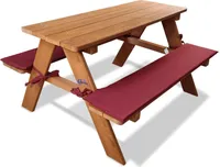 Coemo Kinder-Sitzgruppe Picknicktisch mit Polster Spieltisch Gartentisch Holz