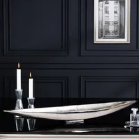riess-ambiente Deko Schale SILVER LEAF 80cm silber Aluminium Dekoration Deko Schmuckablage