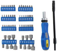 Kinzo Werkzeugsatz: Bit-Set / Steckschlüsselsatz mit Ratsche - 14 Steckschlüssel - 42 Bits - u.a. Torx, Sechskant und Steckschlüsselkopf - 58 Teile