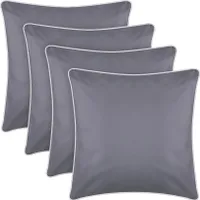 Vonkajší vankúš s lemovaním 4-pack (45 x 45 cm) Tmavo sivá - Dekoratívny vankúš Záhradný zips - Odpudzuje nečistoty a vodu - Odnímateľný poťah