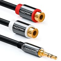 deleyCON Stereo Audio Cinch zu Klinken Adapter - 3,5mm Klinken Stecker zu 2x RCA Cinch Buchse - Metall - Vergoldet