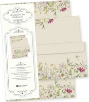 TATMOTIVE Wildblumen 25 Sets Briefpapier mit Umschläge, Feines Design, erstklassiges 90g Naturpapier, beidseitig floral Natur für Frauen Erwachsene Brief Set