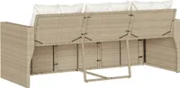 vidaXL Gartensofa mit Kissen 3-Sitzer Beige Poly Rattan