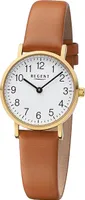 Regent F-1304 Damen-Armbanduhr Goldfarben mit Lederband Braun