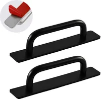 2X Türgriff, Selbstklebende Aluminium Türgriffe, Türdrücker, Schrankgriffe, Kleiderschrankgriff, Griff für Schiebetüren, Fenster, Balkontür, Schwarz