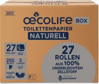 oecolife Toilettenpapier Ungebleicht 1602702 3lg 250Bl 27St