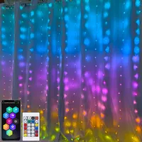 3X2m LED RGB Lichterkette APP-Steuerung Farbwechsel Lichtervorhang Musik Sync mit Fernbedienung für Innen Hochzeit Party Weihnachten Deko